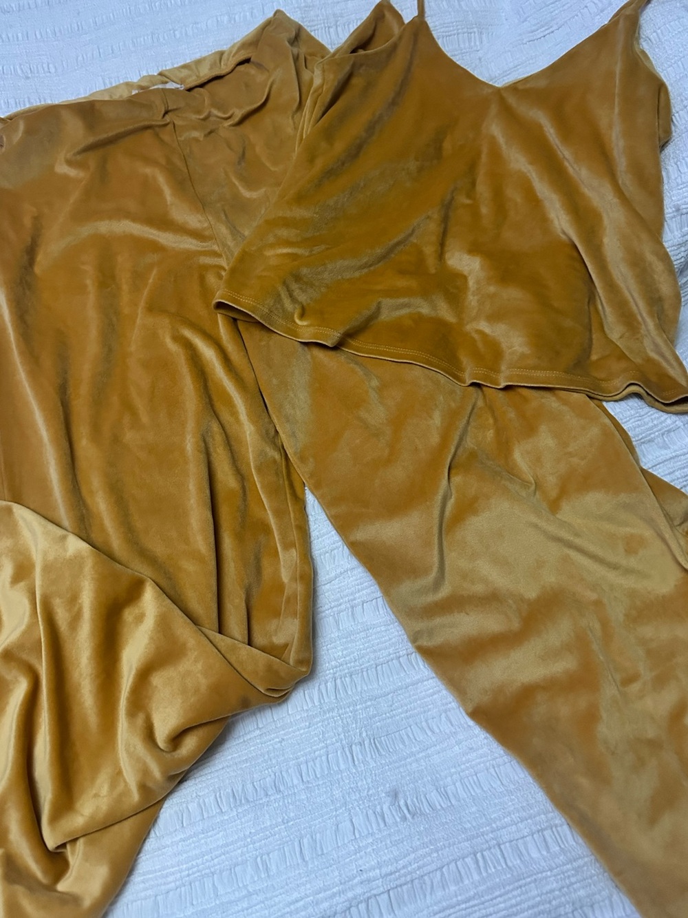 Velvet Slip Jumpsuit in Mustard